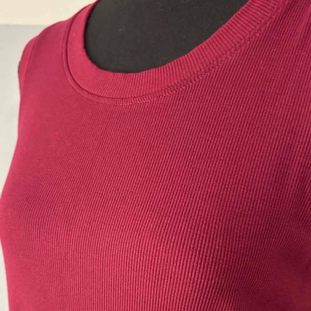 Anthropologie Another Love Burgundy Elevated Basic Soft Rayon Ribbed Mini Dress